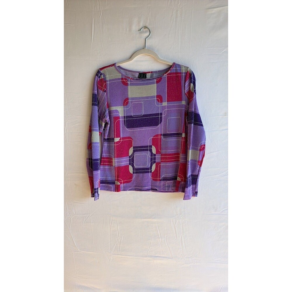 Vintage I.N.C. International Concepts Y2K Metallic Geometric Mesh Top